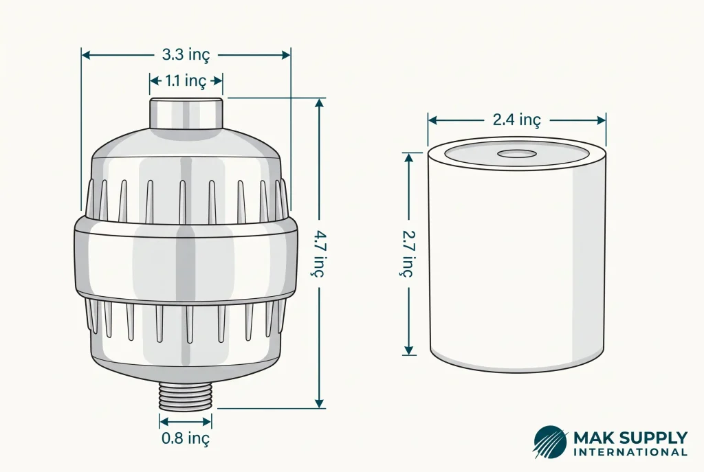 Mak Supply Duş Filtresi 2 dimentions illustration